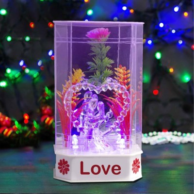 Awesome Craft Gift Beautiful Pure Love Couple in LED Light Crystal Dil with Decor Decorative Showpiece  -  17.5 cm(Crystal, Multicolor)