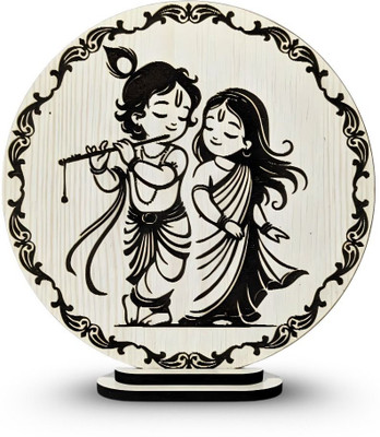 ShahiAndaz Krishna Radha Wooden Decor Stand Decorative Showpiece  -  15 cm(Wood, White)