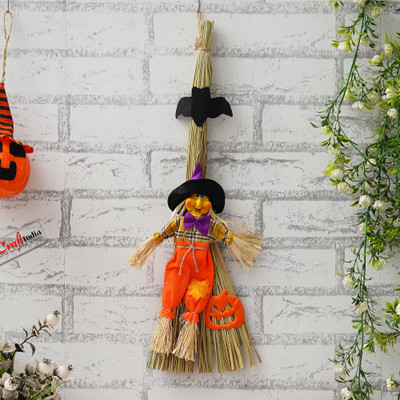 eCraftIndia Halloween Broomstick Decorative Showpiece  -  51 cm(Fabric, Multicolor)