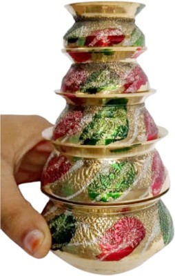 MiiArt brass handi for home decor and gift(size-13 cm)in 1 pack 5pcs. Decorative Showpiece  -  14 cm(Brass, Gold)