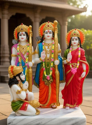 Suthar's Ram Darbar Colorful 13 cm Religious Idol & Figurine(Polyresin, Multicolor)