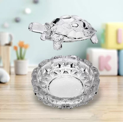 shree krishana traders Devine creation Tortoise In Plate Decorative Showpiece - 4 cm (Crystal, Clear) Decorative Showpiece  -  9 cm(Crystal, White)