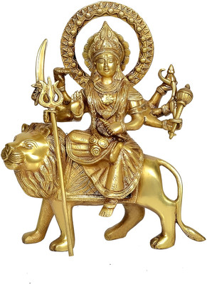 NECON Premium Handcrafted Brass Maa Durga Idol (12 Inches) – Home, Office & Temple Decorative Showpiece  -  31 cm(Brass, Gold)