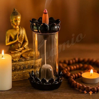 AVshiv Shiva Smoke shivling Fountain Decorative Showpiece - 10 cm (Ceramic, Black) Decorative Showpiece  -  20 cm(Glass, Polyresin, Black, White)