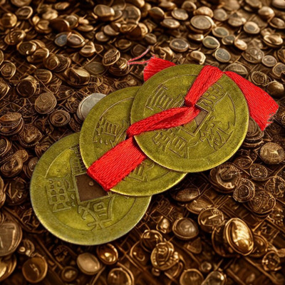 Jet Lucky Feng Shui Coins – Prosperity Decorative Item Decorative Showpiece  -  3 cm(Brass, Multicolor)