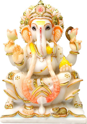 upharkaro Upharkaro Marble GaneshJi Religious Ganesh Idol for Diwali_9 inch Decorative Showpiece  -  10.6 cm(Marble, White)