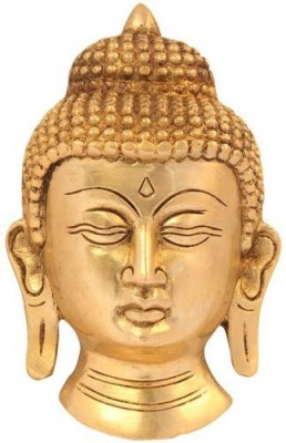 shree aadi shakti superfine brass lord buddha head Decorative Showpiece  -  15 cm(Brass, Gold)