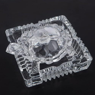 ASR Glass Turtle For Good Luck | Crystal Glass Turtle Plate Set | Turtle For Vastu Decorative Showpiece  -  2 cm(Glass, Clear)