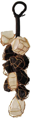 Sacred Sutra Black Tourmaline & Selenite Rough Chunks for Home Decor Vastu Decorative Showpiece  -  12 cm(Stone, Black, White)
