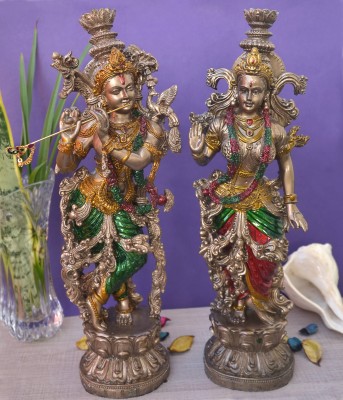 soni craft Bronze Radha Krishna Statue For Home Temple Decoration Showpiece Idol Statue Decorative Showpiece  -  36 cm(Bronze, Multicolor)
