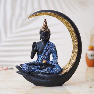 eCraftIndia Polyresin Blessing Lord Buddha Statue with Palm & Chand Showpiece Decorative Showpiece  -  26 cm(Polyresin, Blue)