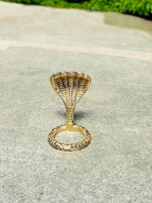 Neelkanth Shivling Stone Vasuki Naag For Shivling Puja Decorative Showpiece  -  8 cm(Stone, Gold)