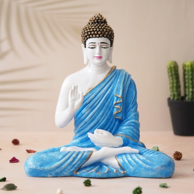 eCraftIndia Blue Polyresin Handcrafted Blessing Lord Buddha Idol Decorative Showpiece  -  35 cm(Polyresin, Blue)