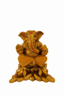 GIFTCITY Small Gold Ganesh Idol for Car Dashboard | Golden Lord Ganesha Statue Decorative Showpiece  -  6.5 cm(Polyresin, Gold)