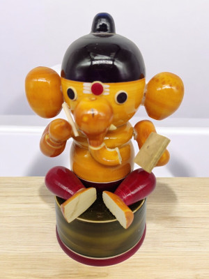 Krafts & Kreations Channapatna wooden book ganesha medium red 14 cm Decorative Showpiece  -  15 cm(Wood, Green, Brown, Red)