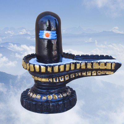 Real Craft Radiant Shiv Ling Mahadev Idol Murti Statue, 6 Inch, Ceramic Decorative Showpiece  -  16 cm(Ceramic, Black)