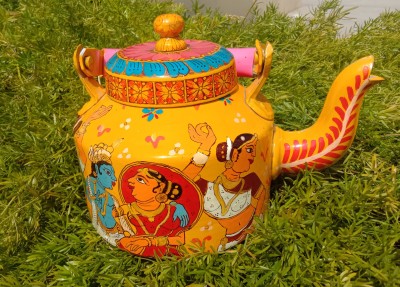KALP COLLECTION Traditional Hand Painted Kalamkari Tea Kettle Decorative Showpiece  -  15.24 cm(Aluminium, Multicolor)