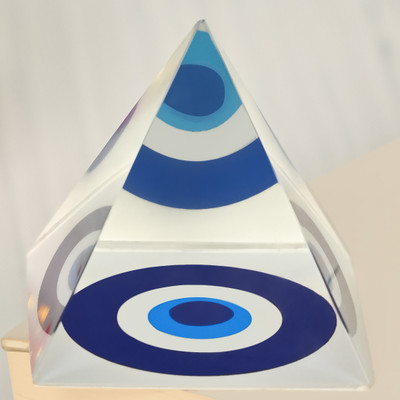Spiricon Feng Shui & Vastu Evil Eye Crystal pyramid For Removing Negative Energy Decorative Showpiece  -  6 cm(Crystal, Multicolor)