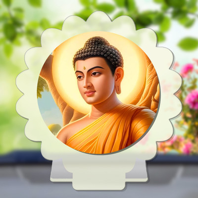 Kaynka Gautam Buddha Mahavira Siddhartha White Premium Car Dashboard Idol Decorative Showpiece  -  1 cm(Wood, Multicolor)