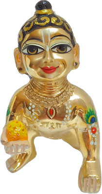 creativezone Vrindavan Laddu Gopal Attractive Laddu Gopal Metal Gold Decorative Showpiece  -  11 cm(Brass, Gold, Multicolor)