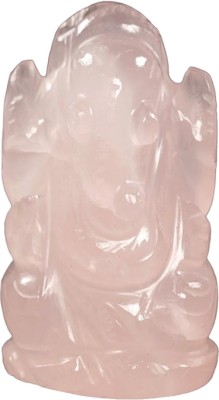 PURE GEMS Gem Mines Crystal Divine Rose Quartz Crystal Pocket Ganesha For Home. Decorative Showpiece  -  10 cm(Stone, Pink)