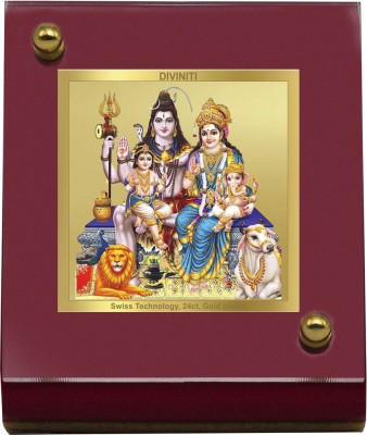 DIVINITI Shiv parivar Idol for Car Dashboard, Table Decor|MDF 1B & 24K Gold Plated Foil Decorative Showpiece  -  6.5 cm(Metal, Multicolor)