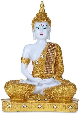 GOLDILUXE Buddha statue Gautam Buddha For Home Decoration/office /Living room /Gift Items Decorative Showpiece  -  17 cm(Polyresin, Gold)
