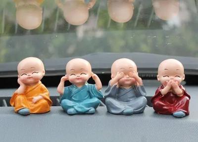 Sainath Sell Shiva idol Baby Monk Buddha Statue Set Of 4 Decorative Showpiece  -  6 cm(Resin, Multicolor)