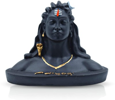 A & S VENTURES Polyresin Adiyogi Shiva Statue for Car Dash Board & Gift, Idol/Adiyogi/Murti Decorative Showpiece  -  10.4 cm(Polyresin, Black)