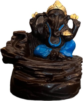 YAVASHU Smoke Fountain Ganesh Ji Backflow Idol With 20 Free Incense Cones Decorative Showpiece  -  9.4 cm(Polyresin, Blue)