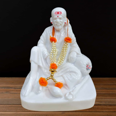 S A Gifts Marble Sai Baba Blessings Hand Statue for Home and Pooja Room Decorative Showpiece  -  7.62 cm(Marble, White)