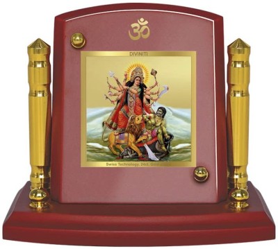 DIVINITI 24K Gold Plated Durga Ji Photo Frame For Car Dashboard, Home Decor, Festival Decorative Showpiece  -  7 cm(Gold Plated, Multicolor)