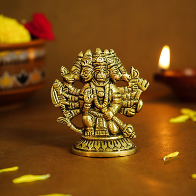 SBBCO Brass Handmade Panchmukhi Hanuman Decorative Showpiece  -  18 cm(Brass, Gold)
