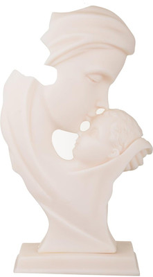 TOPLUCK low Faces of Mother and Child Figurine Decorative Showpiece  -  30 cm(Resin, White)