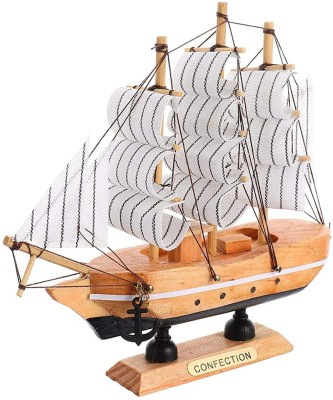 ravariya graphics Handicraft Beautiful Antique Decorative Wooden Sailing Ship Showpiece Home Decor Decorative Showpiece  -  15 cm(Wood, Multicolor)