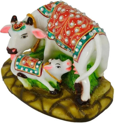 Vasundhara Kamdhenu Cow Resin Statue Decorative Showpiece  -  9 cm(Polyresin, Multicolor)