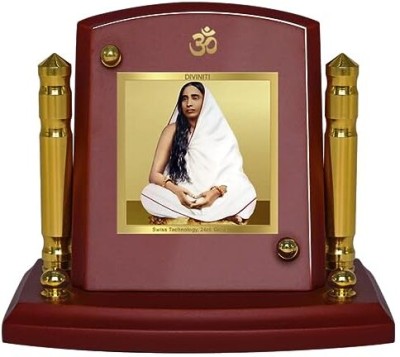 DIVINITI 24K Gold Plated Sharda Mata Photo Frame For Car Dashboard, Home Decor, Puja Decorative Showpiece  -  7 cm(Gold Plated, Multicolor)