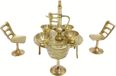 Rastogi Handicrafts Decorative Showpiece Dining Set Decorative Showpiece  -  2 cm(Brass, Gold)