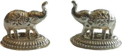 Shree Jewellers Pure Silver Elephant Idol for Puja (Small Elephant Upper soond) 2 pcs Decorative Showpiece  -  2.8 cm(Silver, Silver)