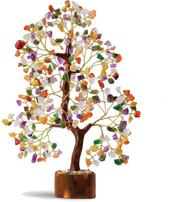 deadly Seven Chakra Crystal Money Tree Crystals and Gemstone Good Luck Decorative Showpiece  -  14 cm(Crystal, Multicolor)