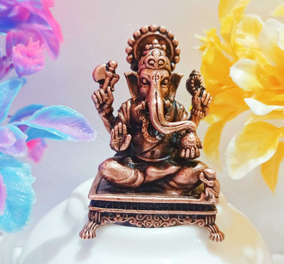 copper sitting ganesh 0011@2023 Decorative Showpiece  -  6.2 cm(Copper, Brown)