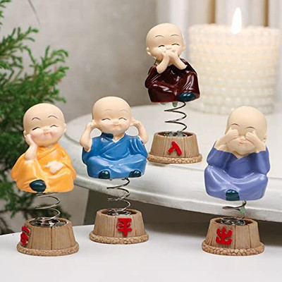 ARRANT UNIQUE 4 PCS SPRING BUDDHA MONK Decorative Showpiece  -  9 cm(Polyresin, Multicolor)