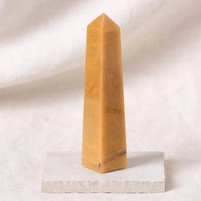 SS Murti Citrine Tower Wand Obelisk Point Pencil for Home Décoration 100-150 Gram Decorative Showpiece  -  8 cm(Crystal, Yellow)