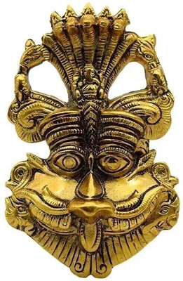 SVC Handicrafts Metal Narsingh Kirtimukha Wall Hanging with Shesh Naag (GoldNajarbattu) Decorative Showpiece  -  15 cm(Metal, Gold)
