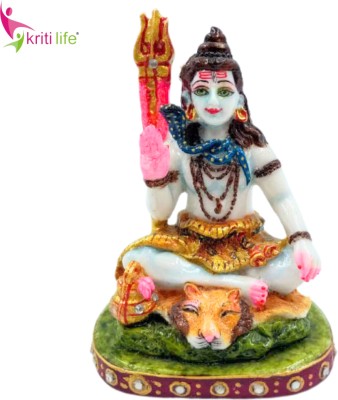 KRITILIFE Lord Shiva Idol 4 Inch for Home Pooja Mandir| Bholenath Idol Decorative Showpiece  -  10 cm(Marble, White)