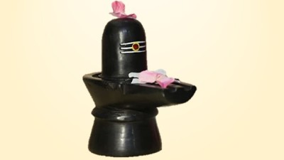 Rudram Shivling Idol - Hand Painted Stone Sculpture with Tilak - Black 1 Piece Decorative Showpiece  -  8 cm(Marble, Black)