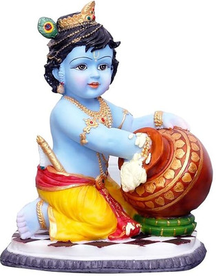 Karukrit collections Baby krishna statue laddu gopal Idol Decorative Showpiece  -  15 cm(Marble, Multicolor)