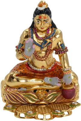 Jewellery Ze Divine Mahadev Statue with Intricate Meenakari Work Lord Shiva Gold-Plated Decorative Showpiece  -  20 cm(Metal, Stone, Gold)