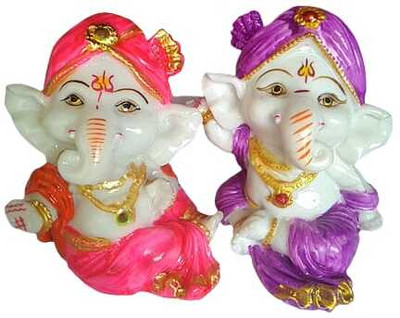 RAMASITA Lord Marble White Ganesh ji Murti Ganesha Ganpati Maharaj Murti Statue Decorative Showpiece  -  9 cm(Marble, Multicolor)