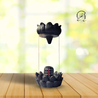 NIHARIKA HANDICRAFT Shivling Smoke Fountain| Shiva Linga Glass with 10 Cones showpiece Home decor Decorative Showpiece  -  22 cm(Glass, Polyresin, Clear, Black)